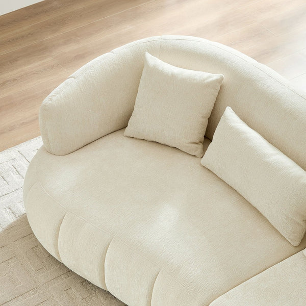 English Elm 102.36 Inch Curved Boucle Sectional Sofa Four Seat Mid Century Modern Living Room Beige W2582S00189