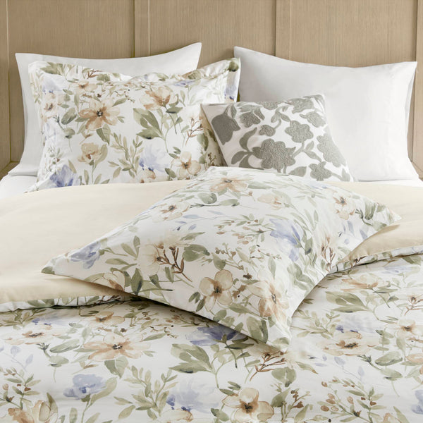 English Elm 5PCS Cotton Sateen Duvet Set Full/Queen with 300TC Printed Face, 2 Shams & 2 Decorative Pillows, Breathable Comfort Multi 18.11 L x 16.14 W x 4.72 H B035P341178