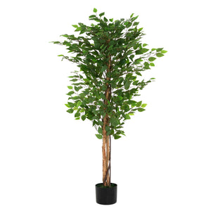 English Elm Christopher Knight Home® - 63" Artificial Ficus Tree with Twisted Trunk in Black Pot — Lifelike Green Foliage, Pre-Potted, Low-Maintenance Décor N772P286773G