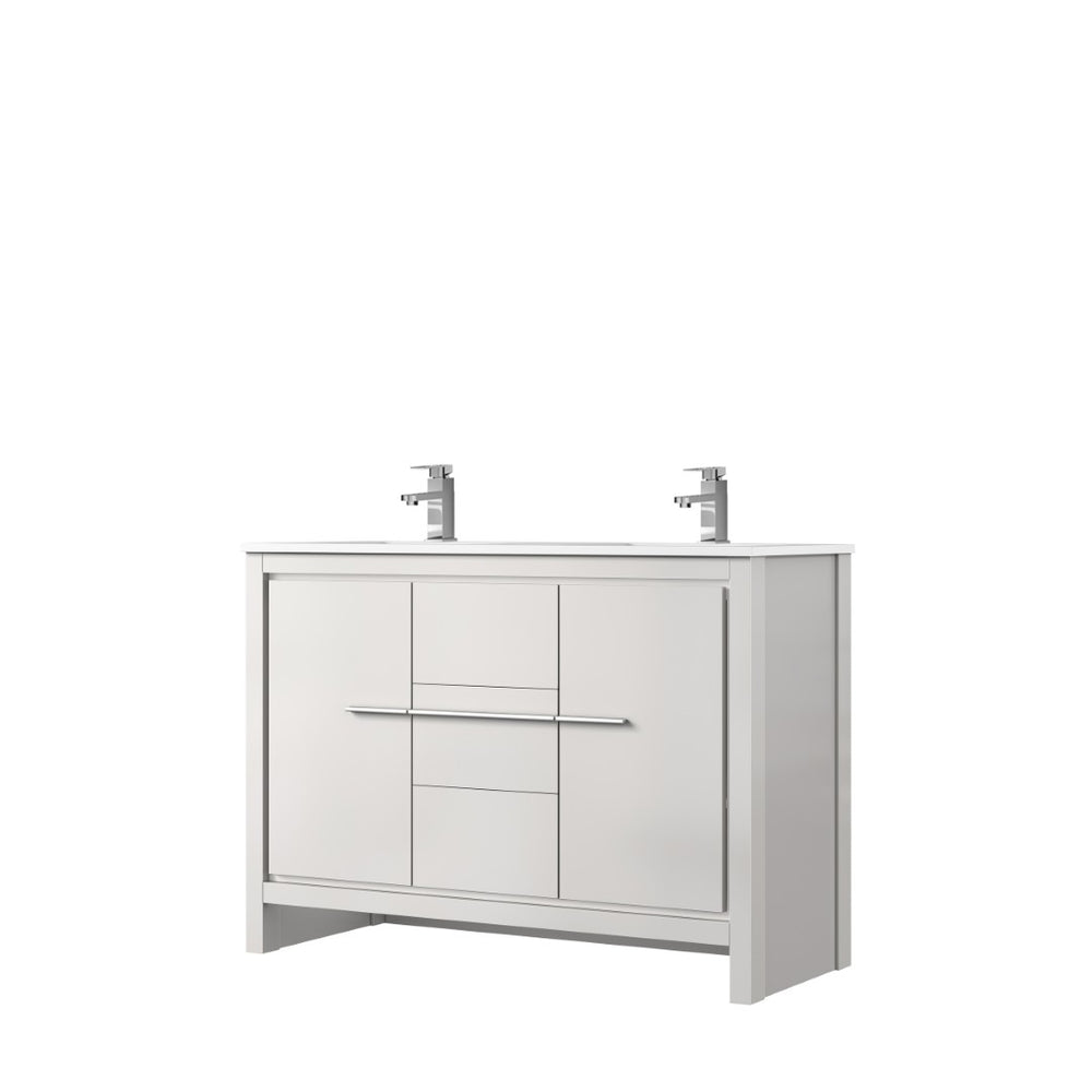 English Elm White Double Bath Vanity With Cultured Marble Top, Chrome Faucet, Soft-Close Drawers & Ample Storage B2731P259429-GIGA