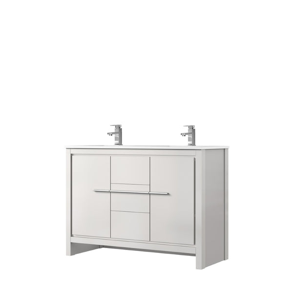 English Elm White Double Bath Vanity With Cultured Marble Top, Chrome Faucet, Soft-Close Drawers & Ample Storage B2731P259429-GIGA
