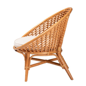 English Elm Modern Natural Rattan Accent Chair Woven Openwork Frame for Bohemian Living Spaces B2750P420400