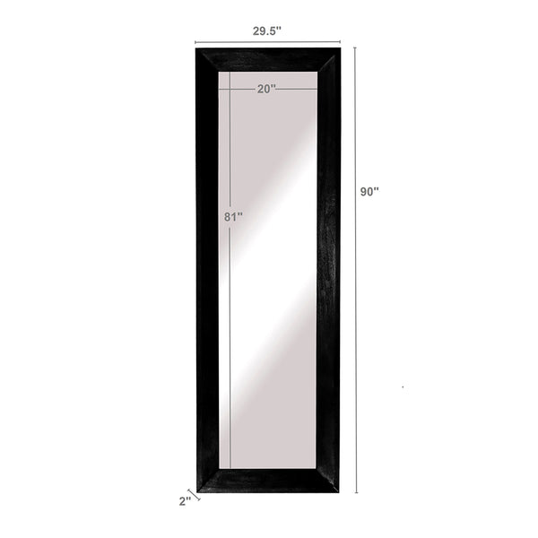English Elm 29.5x4.7x90.6" Black Full Length Mirror — Sleek Rectangular Frame, Tall 90" Statement Piece for Home Decor W2078P318430