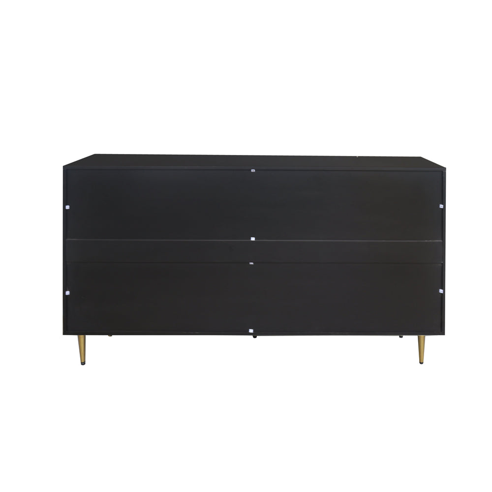 English Elm Modern Black 4-Door Wooden Cabinet Sideboard Buffet with Two-Tier Storage, Minimalist Durable Design W1435P228914