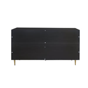 English Elm Modern Black 4-Door Wooden Cabinet Sideboard Buffet with Two-Tier Storage, Minimalist Durable Design W1435P228914
