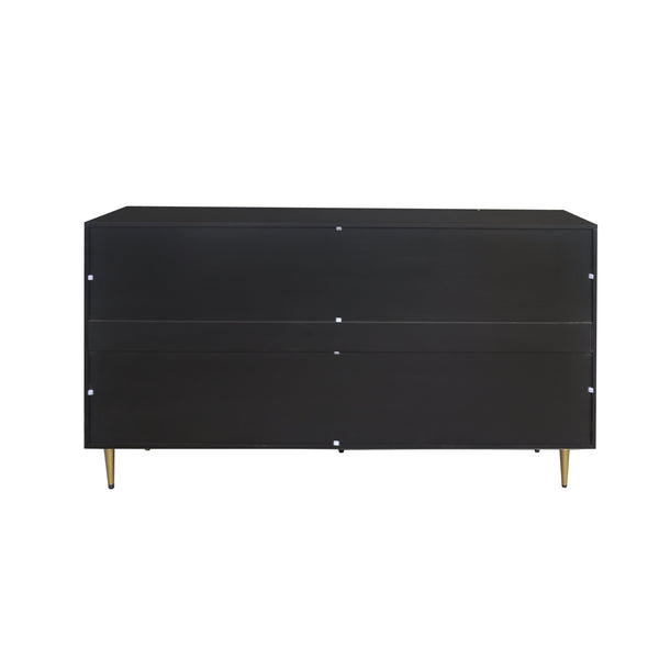 English Elm Modern Black 4-Door Wooden Cabinet Sideboard Buffet with Two-Tier Storage, Minimalist Durable Design W1435P228914