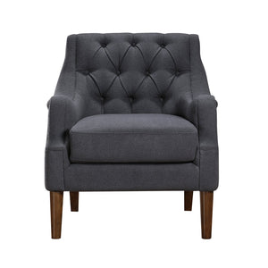 English Elm Dark Gray Stella Accent Chair Button-Tufted Boucle Upholstery Dark Brown Legs Modern Classic Comfort 34"H B011P272288