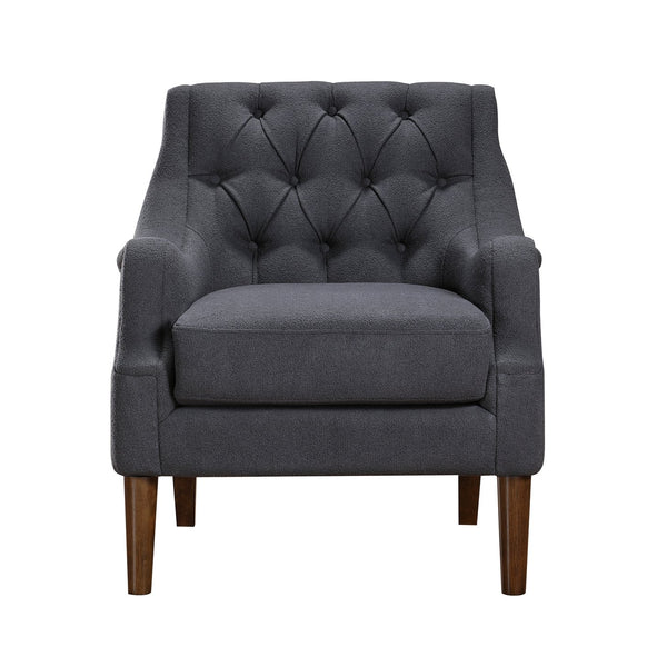 English Elm Dark Gray Stella Accent Chair Button-Tufted Boucle Upholstery Dark Brown Legs Modern Classic Comfort 34"H B011P272288