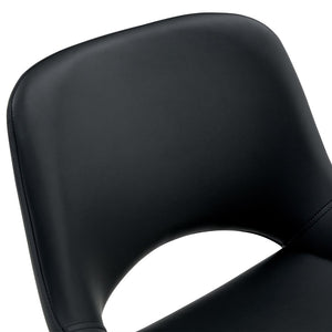 English Elm Set of 2 Pu Leather Barstools with Gold Footrest Curved Back for Kitchen Island Black W1151P383775