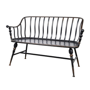 English Elm 50x25x32" Warren Metal Settee Bench — Solid Iron Early-American Style Seating for Indoors & Outdoors, Durable Elegance W2078P397503