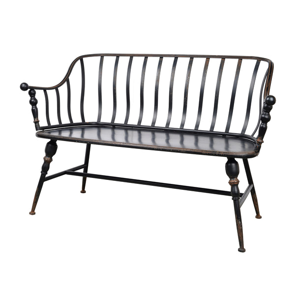 English Elm 50x25x32" Warren Metal Settee Bench — Solid Iron Early-American Style Seating for Indoors & Outdoors, Durable Elegance W2078P397503