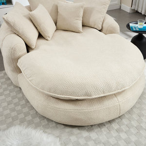 English Elm Oversized Memory Foam Chenille Bean Bag Sofa with Ergonomic Back Support, 3 Large & 2 Small Pillows Beige W395P359408