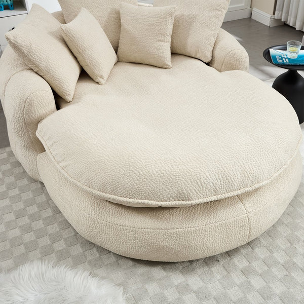 English Elm Oversized Memory Foam Chenille Bean Bag Sofa with Wrap-Around Backrest and Lumbar Support for Adults Beige W395P359408