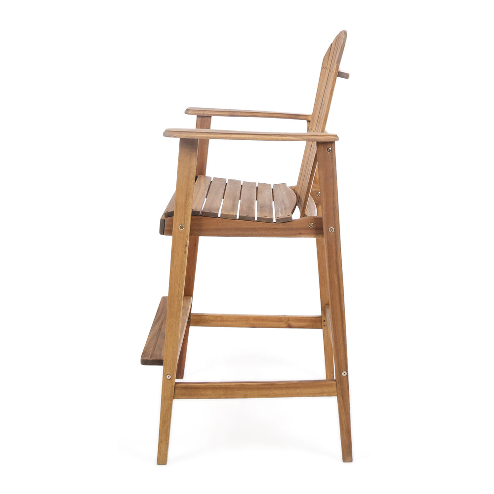 English Elm Christopher Knight Home® - Outdoor Acacia Wood Adirondack Barstools Set of 2 — Weather-Resistant Slat-Back High Seat, Handcrafted Appeal Natural Stained 61680.00NTLS