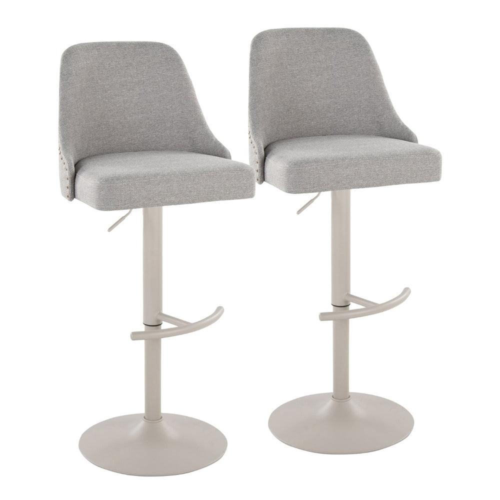 English Elm Adjustable Swivel Barstools with Brass Nailhead Upholstery for Kitchen Island Set of 2 B202S02014