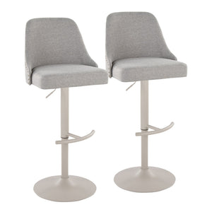 English Elm Adjustable Swivel Barstools with Brass Nailhead Upholstery for Kitchen Island Set of 2 B202S02014