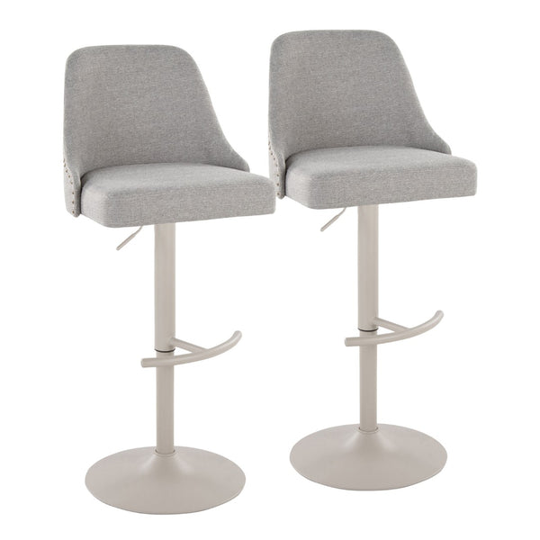 English Elm Adjustable Swivel Barstools with Brass Nailhead Upholstery for Kitchen Island Set of 2 B202S02014
