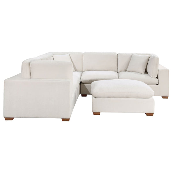 English Elm Murtagh Curved Modular Sectional Sofa with Deep Fabric Upholstery and Tapered Black Legs Ivory B062S01581