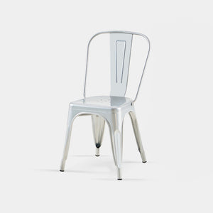 English Elm Set Of 4 High Gloss Silver Metal Dining Chairs - Stackable, Lightweight, Easy To Clean For Home & Cafe B347P383375-GIGA