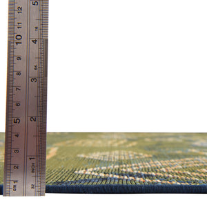 Unique Loom Outdoor Modern Vortex Machine Made Bohemian Rug Blue, Beige/Green/Navy Blue 8' 0" x 8' 0"