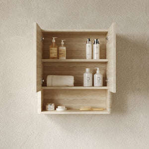 English Elm ZUNO 26" Wall Cabinet Over Toilet Roma Travertine Finish — Soft-Close Doors, Moisture-Resistant Plywood Storage W2615P379640
