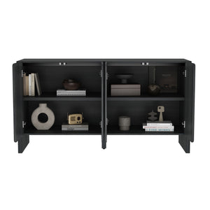 English Elm Linda 60" Sideboard Charcoal Gray — Minimalist 4-Door Soft-Close Storage with Adjustable Shelves & TV Stand (70") B365P397672