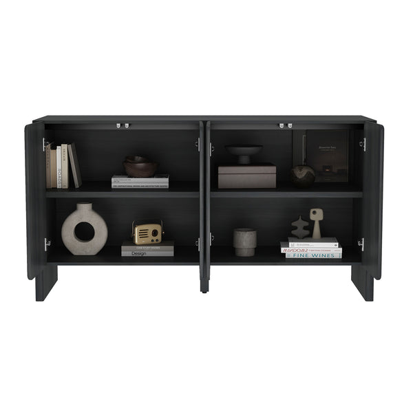 English Elm Linda 60" Sideboard Charcoal Gray — Minimalist 4-Door Soft-Close Storage with Adjustable Shelves & TV Stand (70") B365P397672