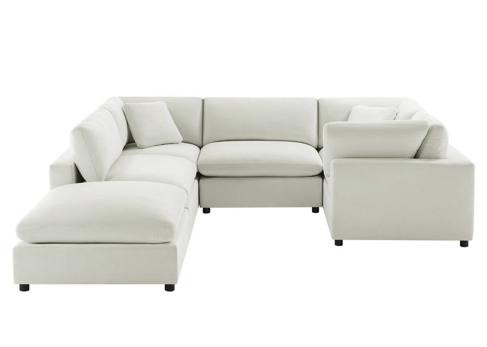 English Elm Caylie Modular 6-Piece Sectional In Ivory - Versatile Comfort, Family-Friendly, Plush Seating Solution B050S00030