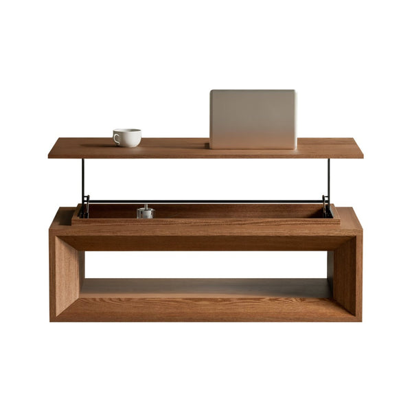 English Elm 43.3'' Wood Veneer Lift Top Coffee Table with Hidden Storage for Living Room Walnut W1435P453255