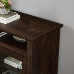 English Elm Modern TV Stand 60" Brown Entertainment Center for TVs up to 65" with Glass Doors, 3 Adjustable Shelves, Cable Management and Durable MDF Construction W2275P210030