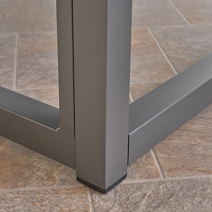 English Elm Christopher Knight Home® - 61409.00AGRY_61409.00BGRY Aluminum Daybed with Adjustable Canopy and Dual Chaise Lounges, Rust-Resistant Frame Dark Gray 61409.00AGRY_61409.00BGRY