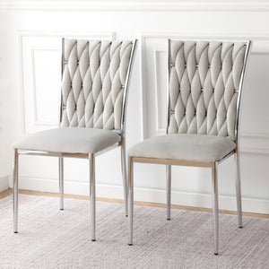 English Elm Modern Velvet Upholstered Dining Chairs Set of 2 with Electroplated Legs for Kitchen Light Gray W210P301594