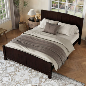 English Elm Queen Solid Wood Platform Bed Frame with Strong Support Slats, No Box Spring Needed, Modern White Finish Espresso W1580P374313