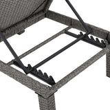 Christopher Knight Home® - Noble House - Puerta Outdoor Mixed Black Wicker Chaise Lounge With Dark Grey Water Resistant Cushion