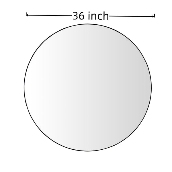 English Elm Wall Mirror 36-Inch Black Circular Metal Framed Design - Modern Floating Glass For Any Room Decor W2091P345038-GIGA