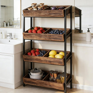 English Elm Stable Four Tier Produce Organizer Rack with Eight Angled Bins for Pantry Storage T3971P450579