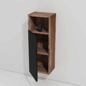 English Elm CC1014S110.309 Black & Walnut Floating Side Cabinet with Chic Striped Texture, Handle-Free, Wall-Mounted Storage (94) W1865P266256