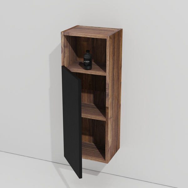 English Elm CC1014S110.309 Black & Walnut Floating Side Cabinet with Chic Striped Texture, Handle-Free, Wall-Mounted Storage (94) W1865P266256