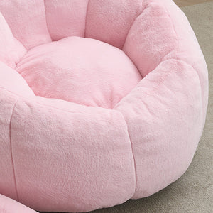 English Elm Cat-shaped Bean Bag Sofa with Sculptural Tail Armrest for Playful Living Spaces Pink W2311P457294