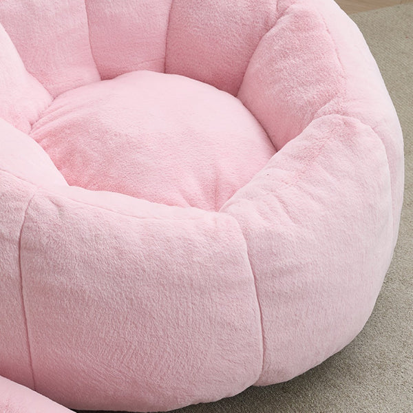 English Elm Cat-shaped Bean Bag Sofa with Sculptural Tail Armrest for Playful Living Spaces Pink W2311P457294