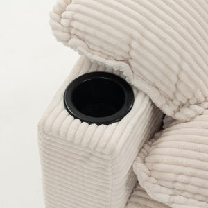 English Elm 113" Modern 3+1 L-Shaped Corduroy Sofa with Double-Layer Cushions, Cup Holders & Storage Bags Beige W2715S00005