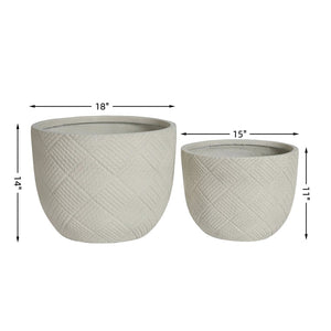 English Elm Round Handcrafted Concrete Planter Set Textured Matte Finish Patio Entryway Garden W347P449331