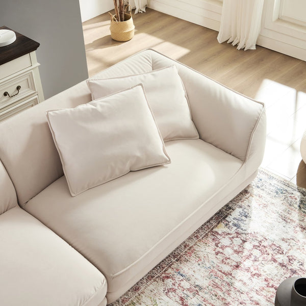 English Elm WKS16B Nordic Beige 3-Seater Sofa with Removable Flannel Covers, Solid Wood Frame, High-Rebound Sponge Comfort W2085S00054