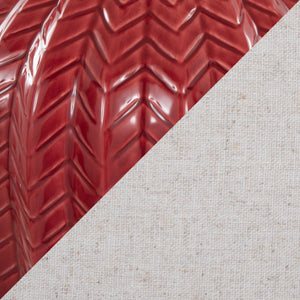 English Elm Rockwell 23" Contemporary Ceramic Table Lamp with Glossy Chevron Pattern, Polished Nickel Accents and White Linen Shade — Set of 2 Natural,Red B202P224024