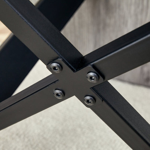 English Elm Table Modern Minimalist 5-Piece Dining Set - 42" Round Gray Mdf Table & 4 Brown Fabric Chairs W1151S03022-GIGA