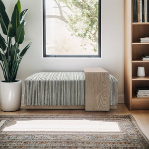 JLA Home Chapel Hill - Bench/Cocktail Ottoman With Table, Solid Wood Frame, Plush Polyester Upholstery, Rolling Tray Surface CH101-0057