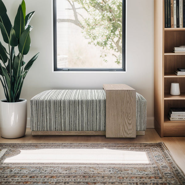 JLA Home Chapel Hill - Bench/Cocktail Ottoman With Table, Solid Wood Frame, Plush Polyester Upholstery, Rolling Tray Surface CH101-0057