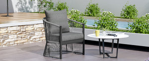English Elm Christopher Knight Home® - Modern Gray Curved Aluminum Lounge Chair with Rope-Weave Frame, Weatherproof Cushions & Ergonomic Comfort for Patio and Indoor Spaces N767P237033G
