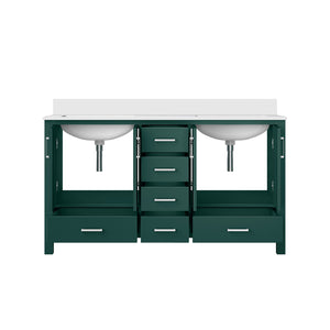 English Elm Green Double Bath Vanity 60in W x 22in D with Cultured Marble Top, Solid Wood, Soft-Close Drawers B2731P259095