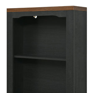 English Elm 3-piece Farmhouse Entertainment Center with Curved Cabinets Walnut Mdf Modular Living Room Black N721S000072B